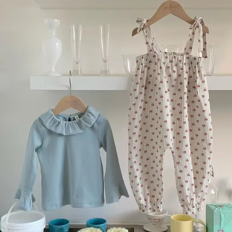 DotWhimsy – Baby Girl Cotton Tee & Printed Jumpsuit Set