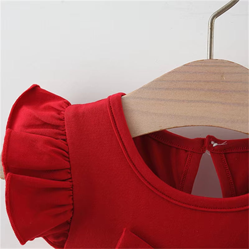 HeartGlow – Red Mesh Tutu Dress with Embroidered Hearts & Bow for Baby Girls