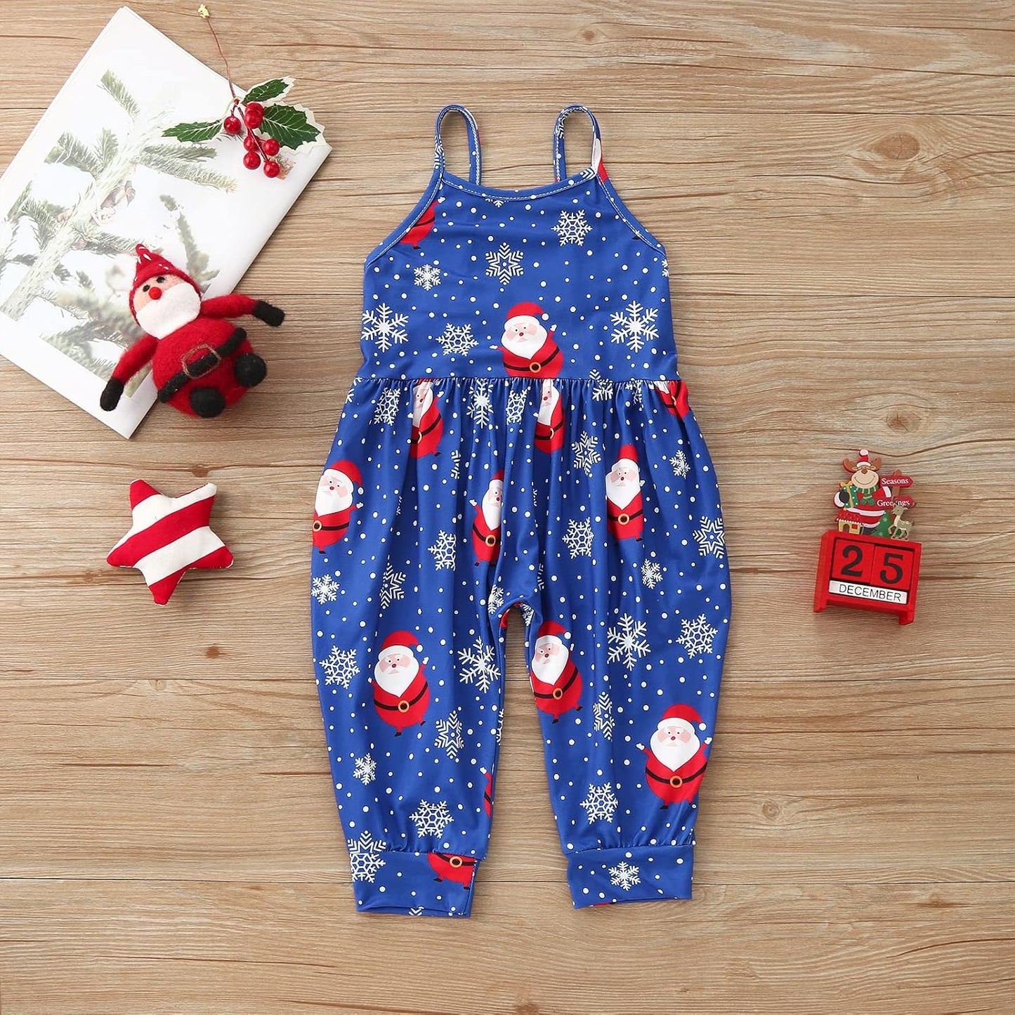 Girls Jumpsuit Toddler Baby Kids Cartoon Christmas Santa Gnome Jumpsuit Strap Romper,Kids One-Piece Clothes L18